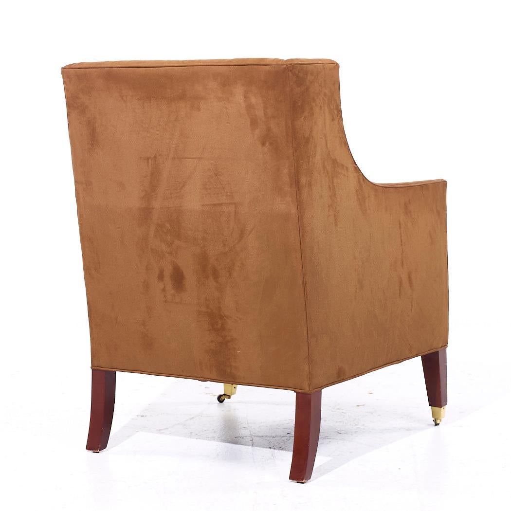 Baker Furniture Suede Wingback Lounge Chairs - Pair For Sale 1