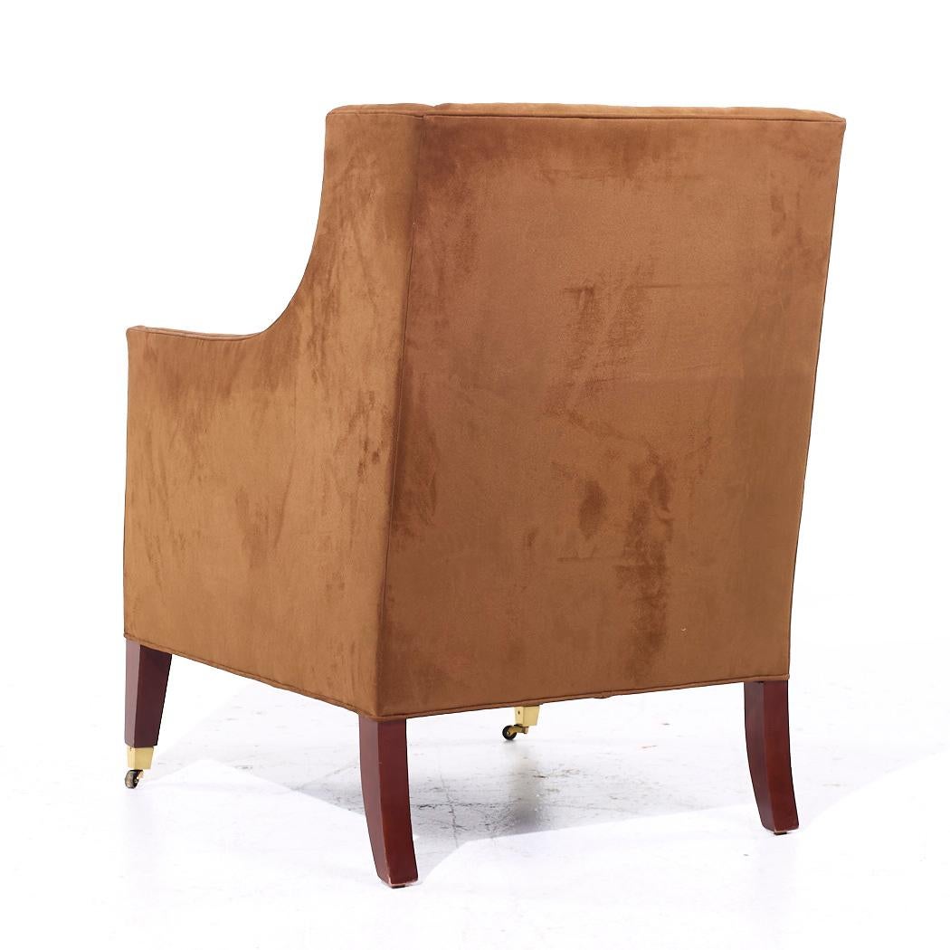 Baker Furniture Suede Wingback Lounge Chairs - Pair For Sale 3