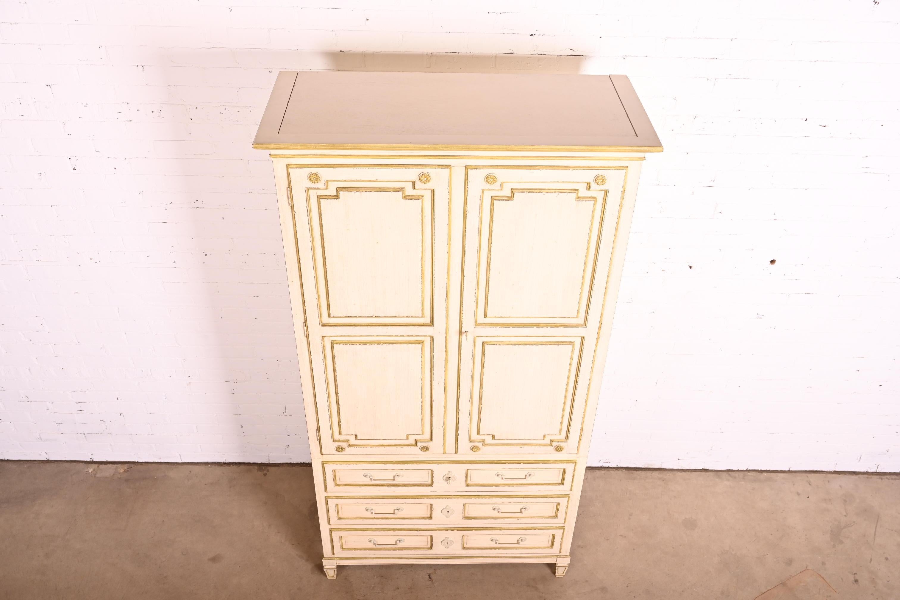 Baker Furniture Swedish Gustavian Cream Painted Armoire Dresser 5