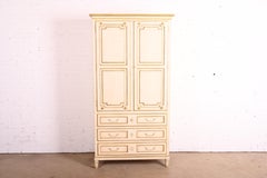 Baker Furniture Swedish Gustavian Cream Painted Armoire Dresser