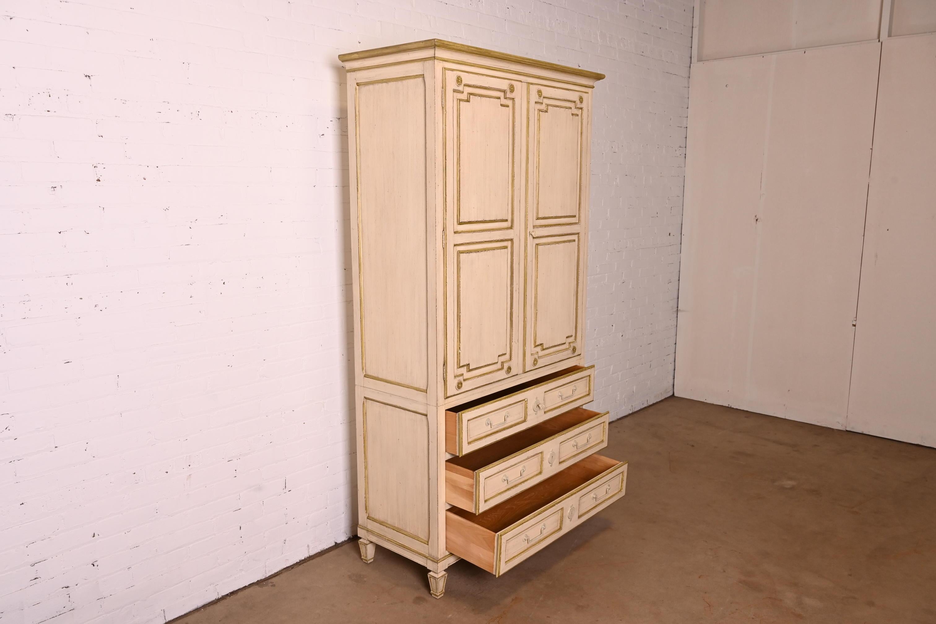 Walnut Baker Furniture Swedish Gustavian Cream Painted Armoire Dresser
