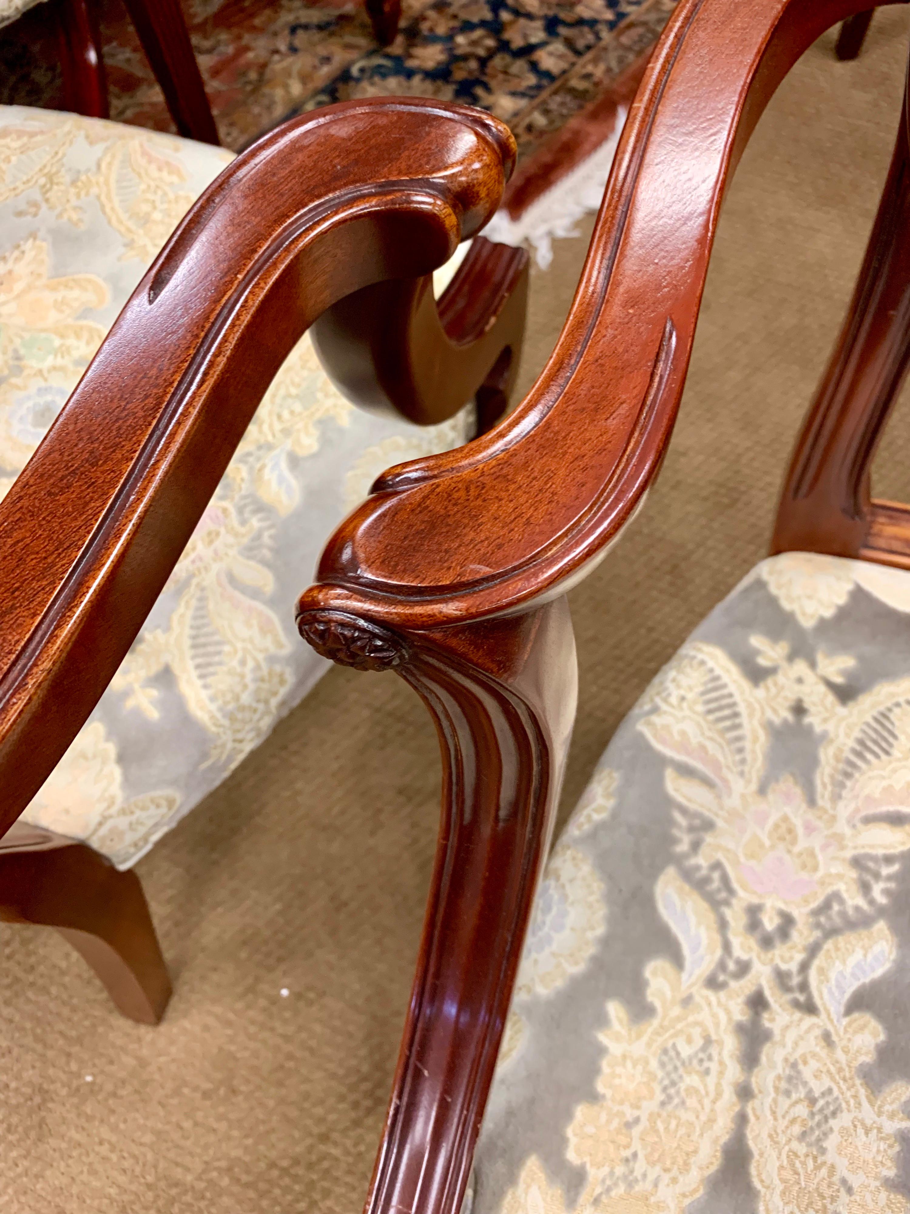 Chippendale Baker Furniture Mahogany Dining Room Set, Table and Ten Chairs