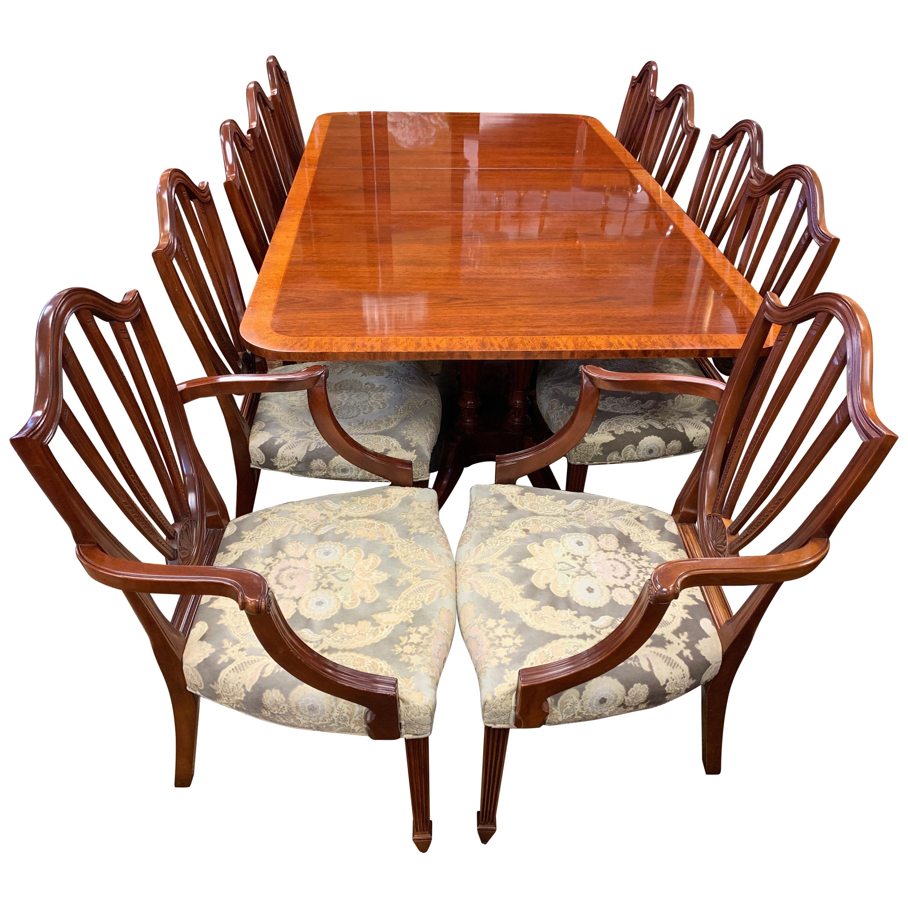 Baker Furniture Mahogany Dining Room Set, Table and Ten Chairs