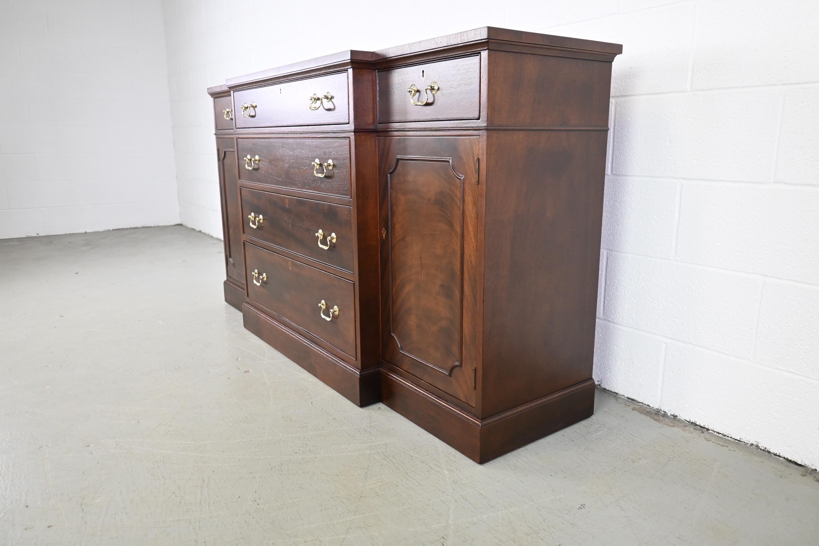 American Baker Furniture Traditional Dark Mahogany Sideboard Credenza, Newly Refinished For Sale