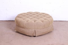 Baker Furniture Tufted Upholstered Large Round Ottoman