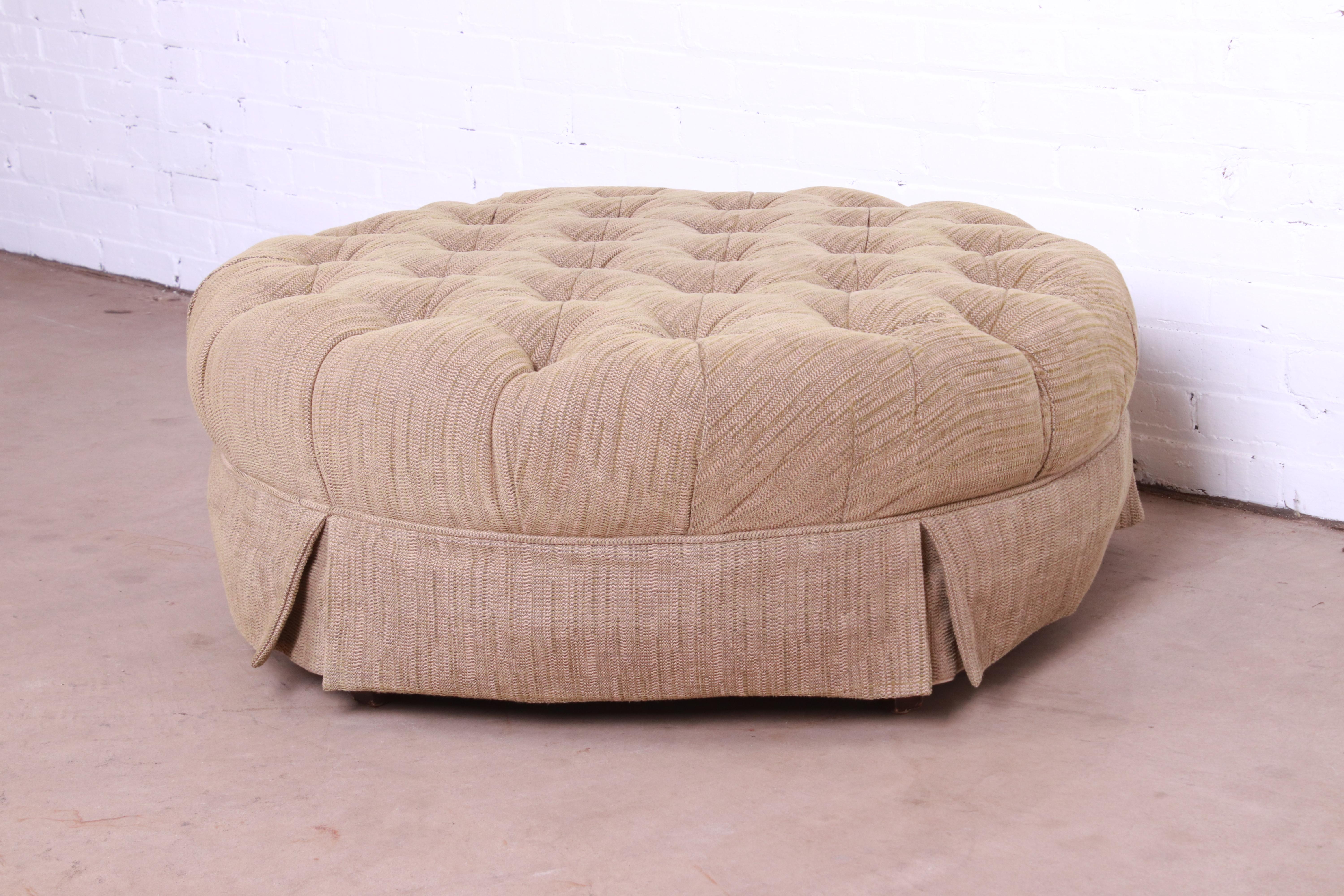 American Baker Furniture Tufted Upholstered Large Round Ottoman