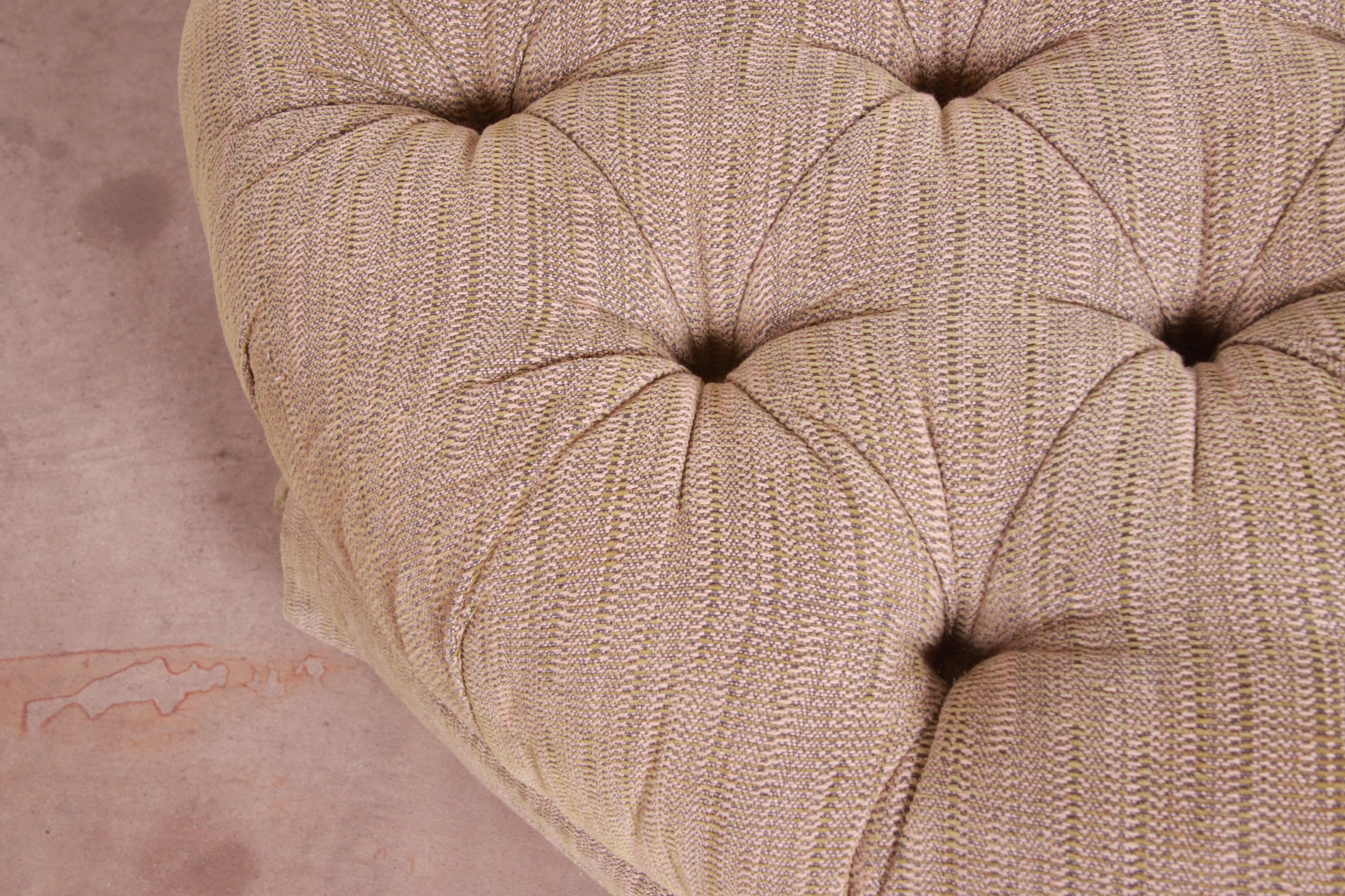 Baker Furniture Tufted Upholstered Large Round Ottoman 1