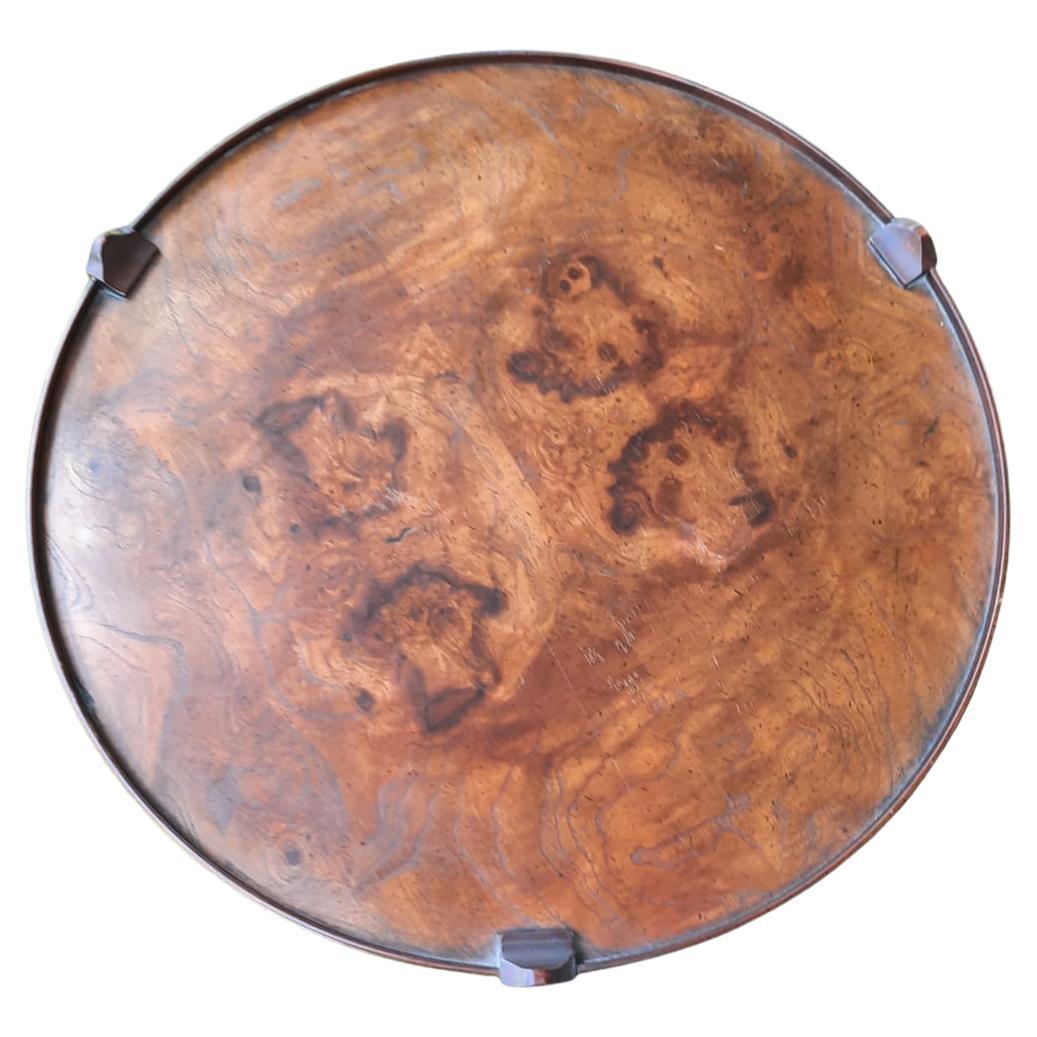 Baker Furniture Two-Tier Burled Walnut Round Sidw Table, Circa 1960s In Good Condition In Germantown, MD