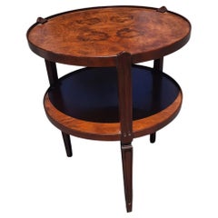 Baker Furniture Two-Tier Burled Walnut Round Sidw Table, Circa 1960s