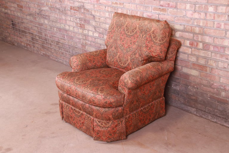 Baker Furniture Upholstered Lounge Chair and Ottoman For Sale 5