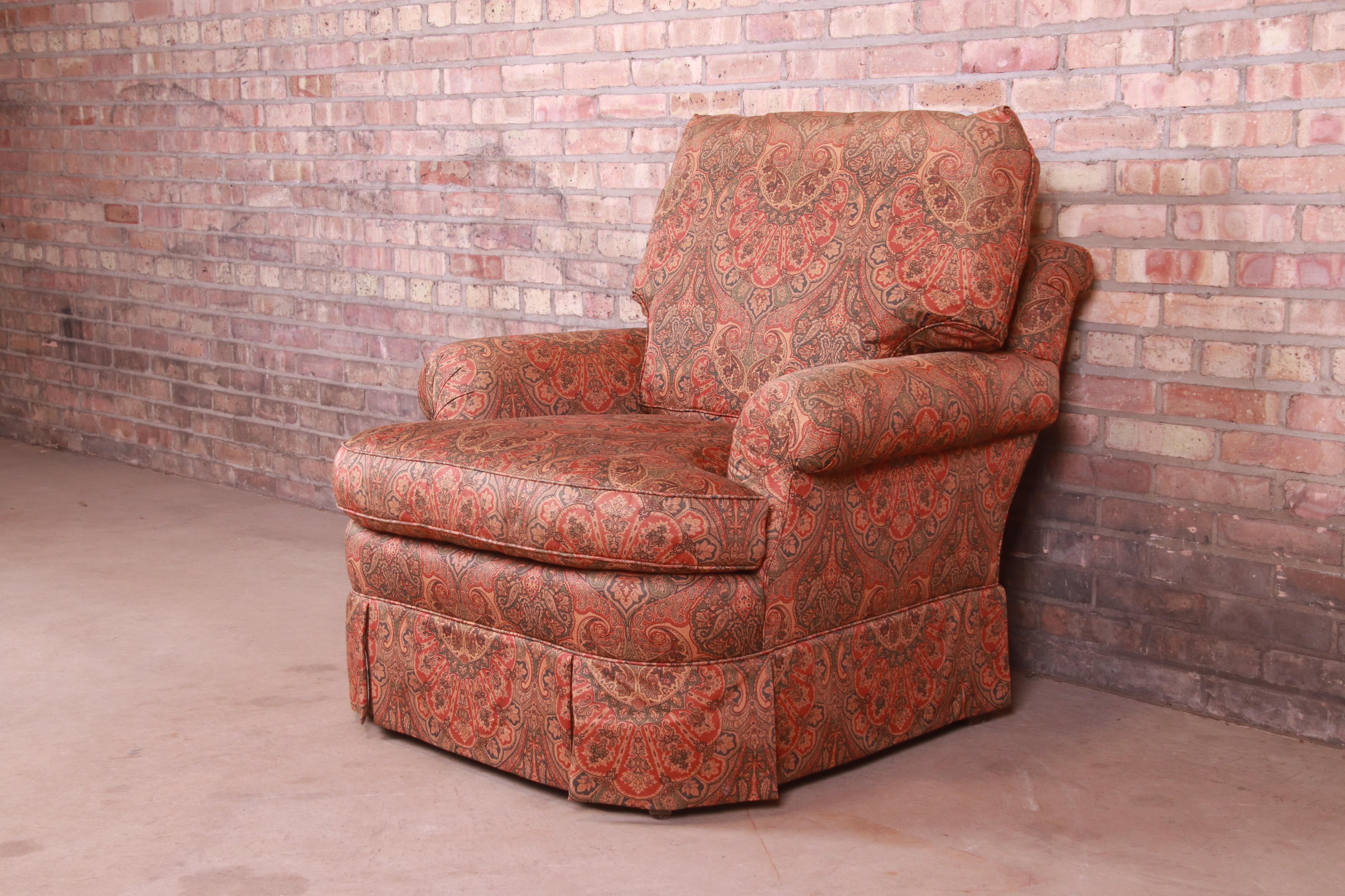 Baker Furniture Upholstered Lounge Chair and Ottoman 6