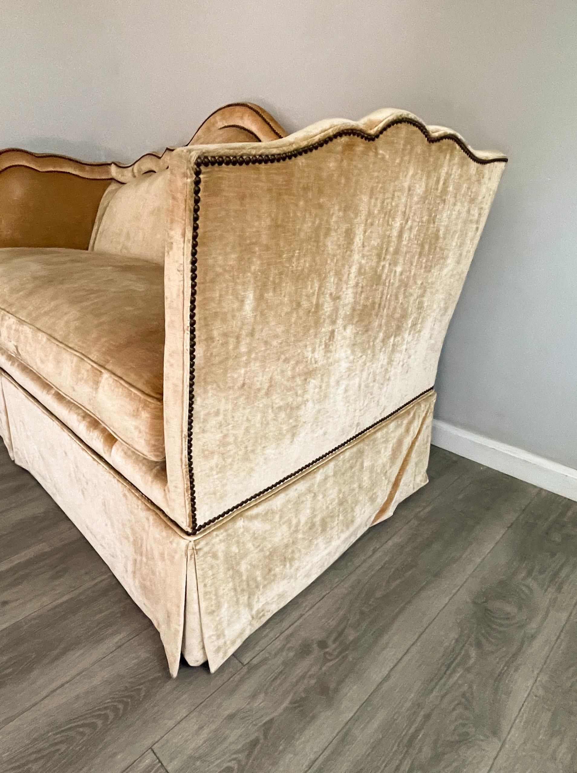 Baker Furniture Velvet Sofa In Good Condition In Los Angeles, CA