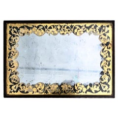 Baker Furniture Verre Églomisé Gilt Ebonized Antique Coffee Table, Labelled