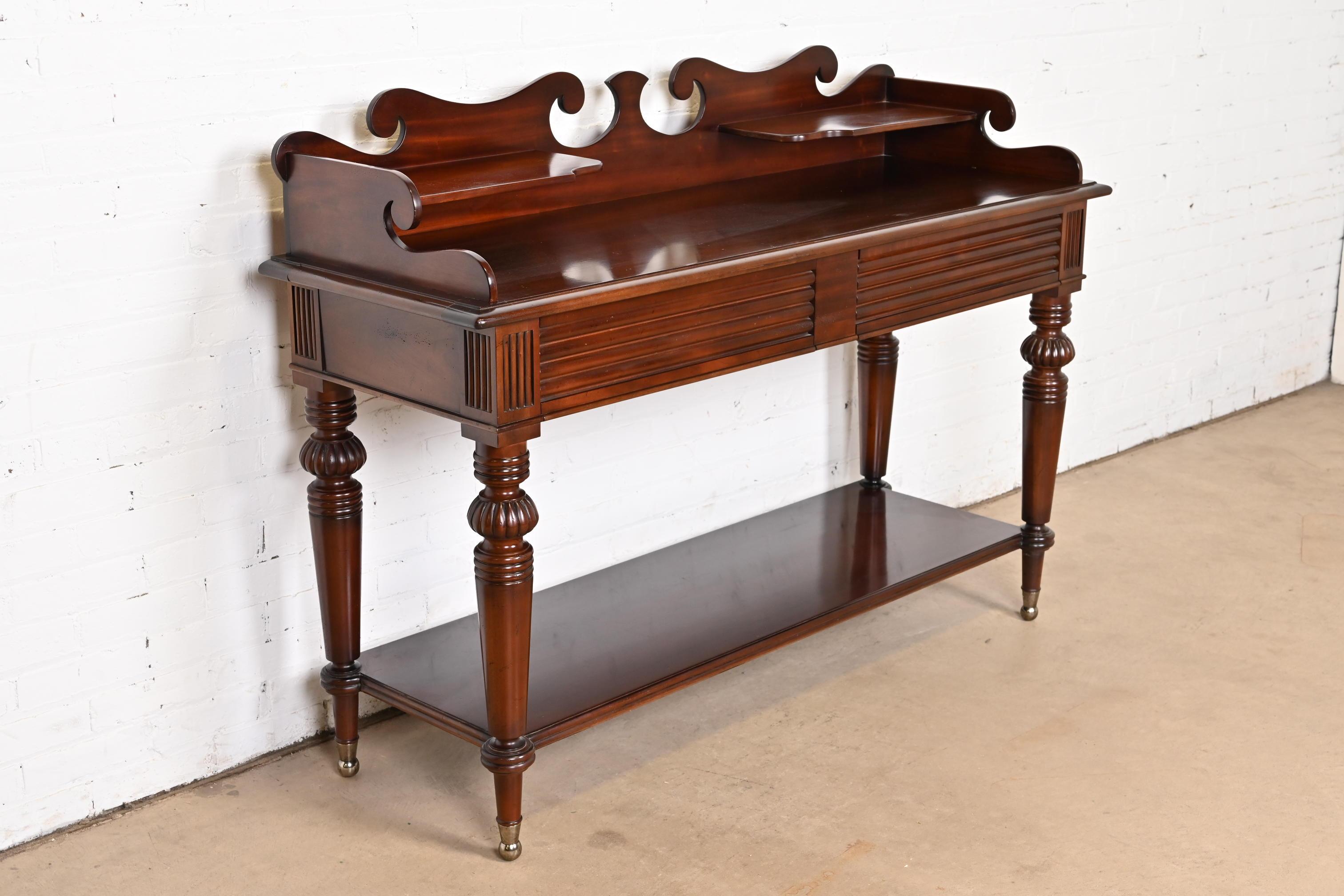 Baker Furniture Victorian Carved Mahogany Sideboard Buffet or Console Table In Good Condition For Sale In South Bend, IN