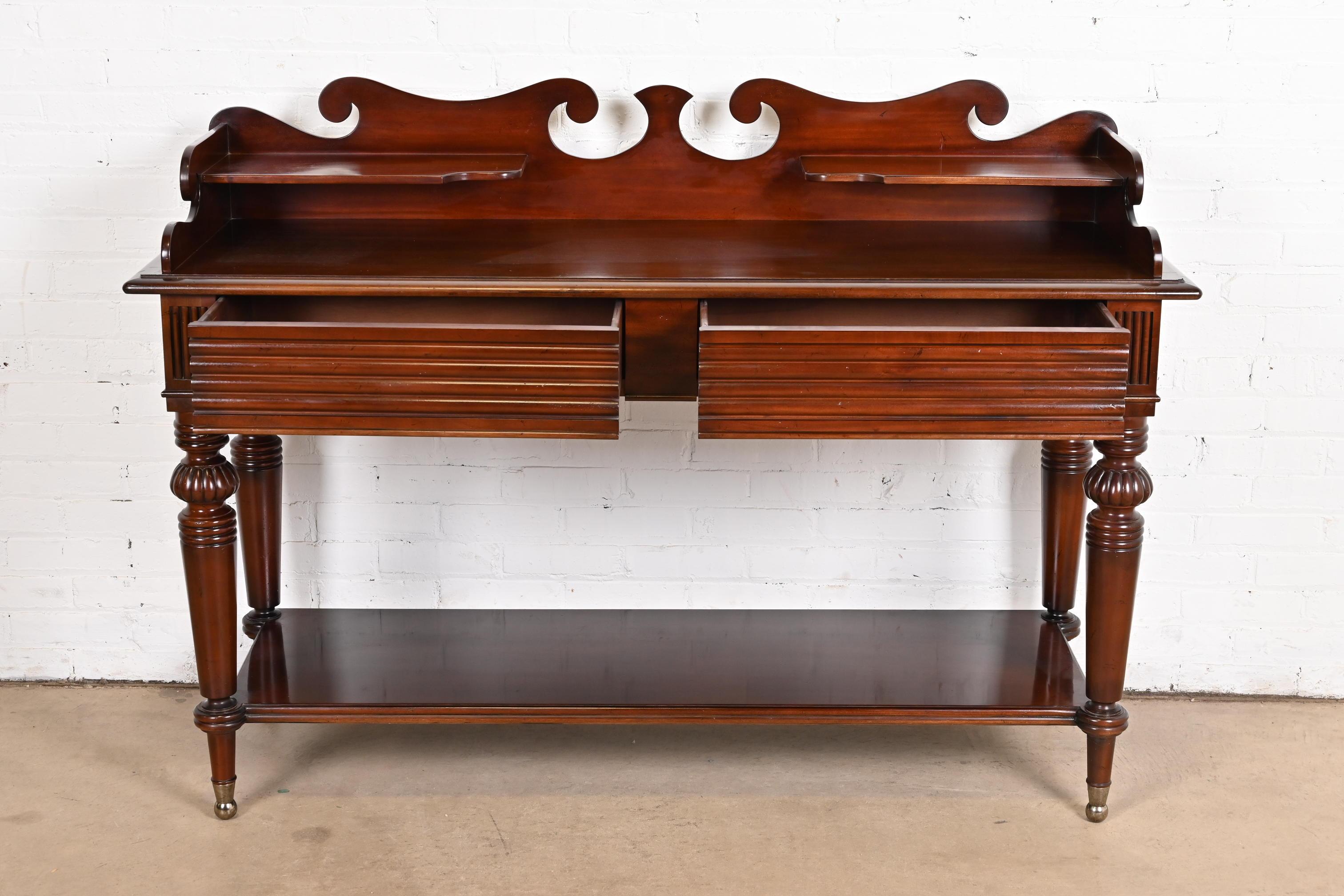 20th Century Baker Furniture Victorian Carved Mahogany Sideboard Buffet or Console Table For Sale