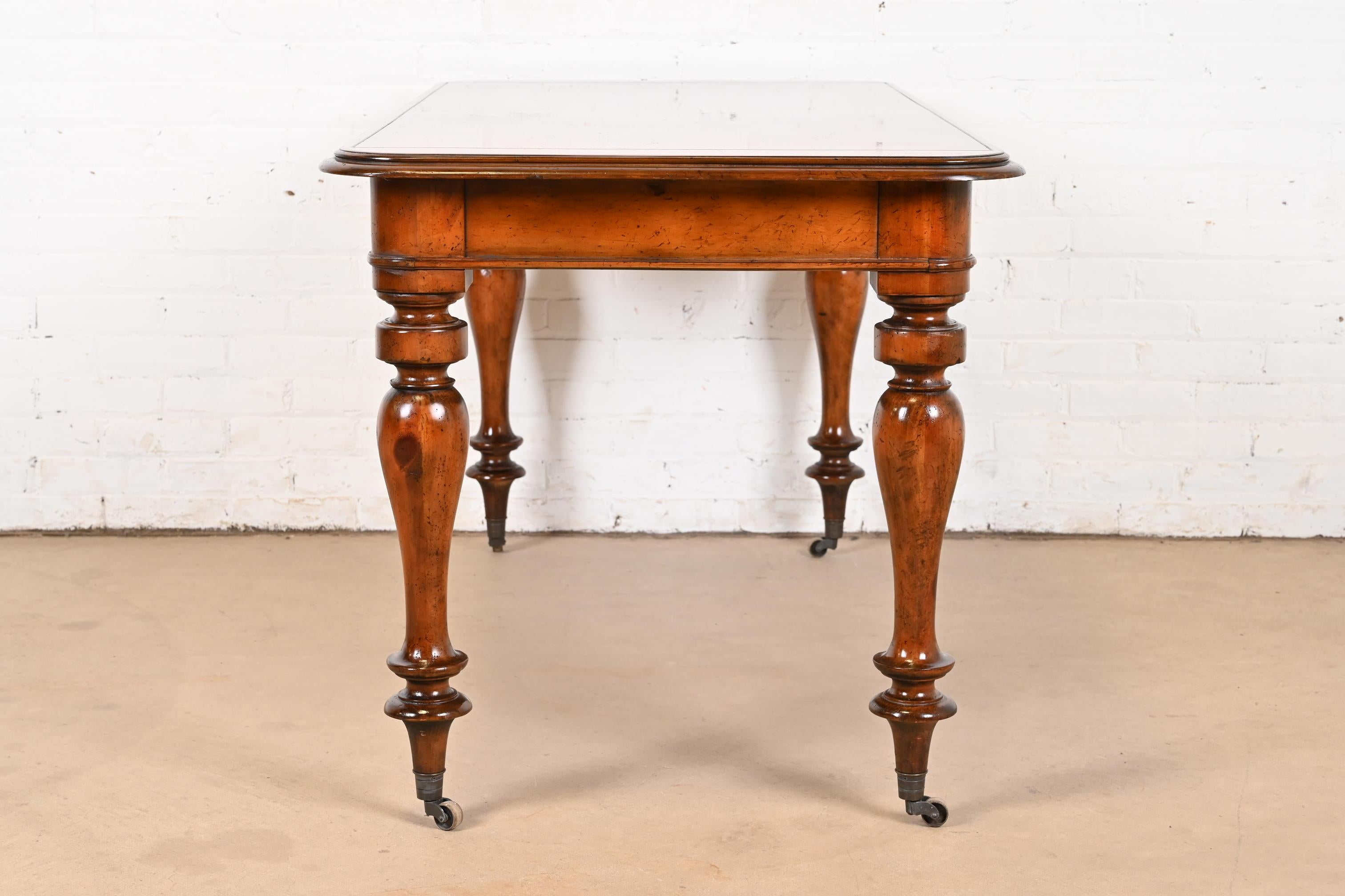 Baker Furniture Victorian Carved Pine Writing Desk or Library Table 5