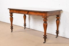 Baker Furniture Victorian Carved Pine Writing Desk or Library Table