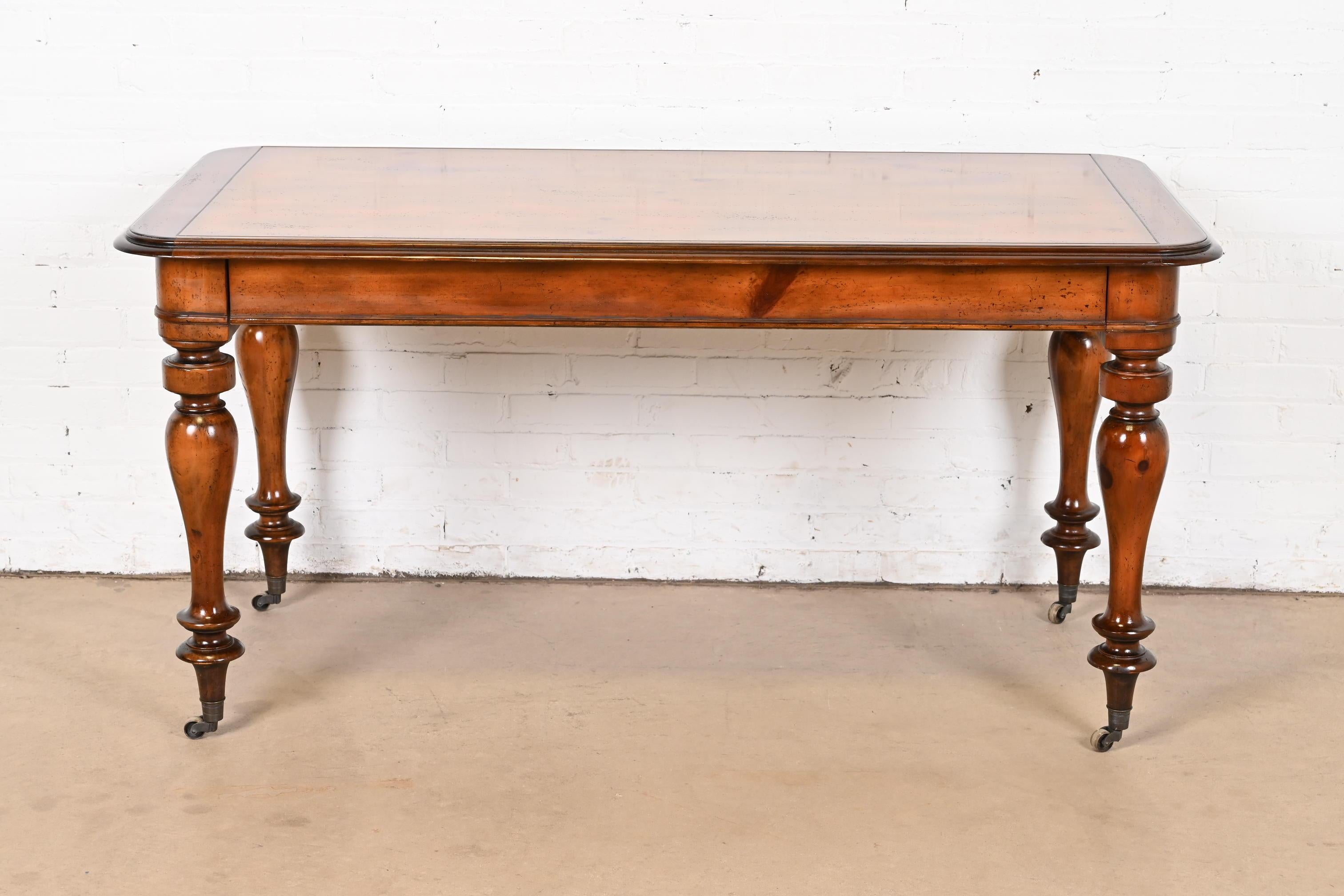 20th Century Baker Furniture Victorian Carved Pine Writing Desk or Library Table