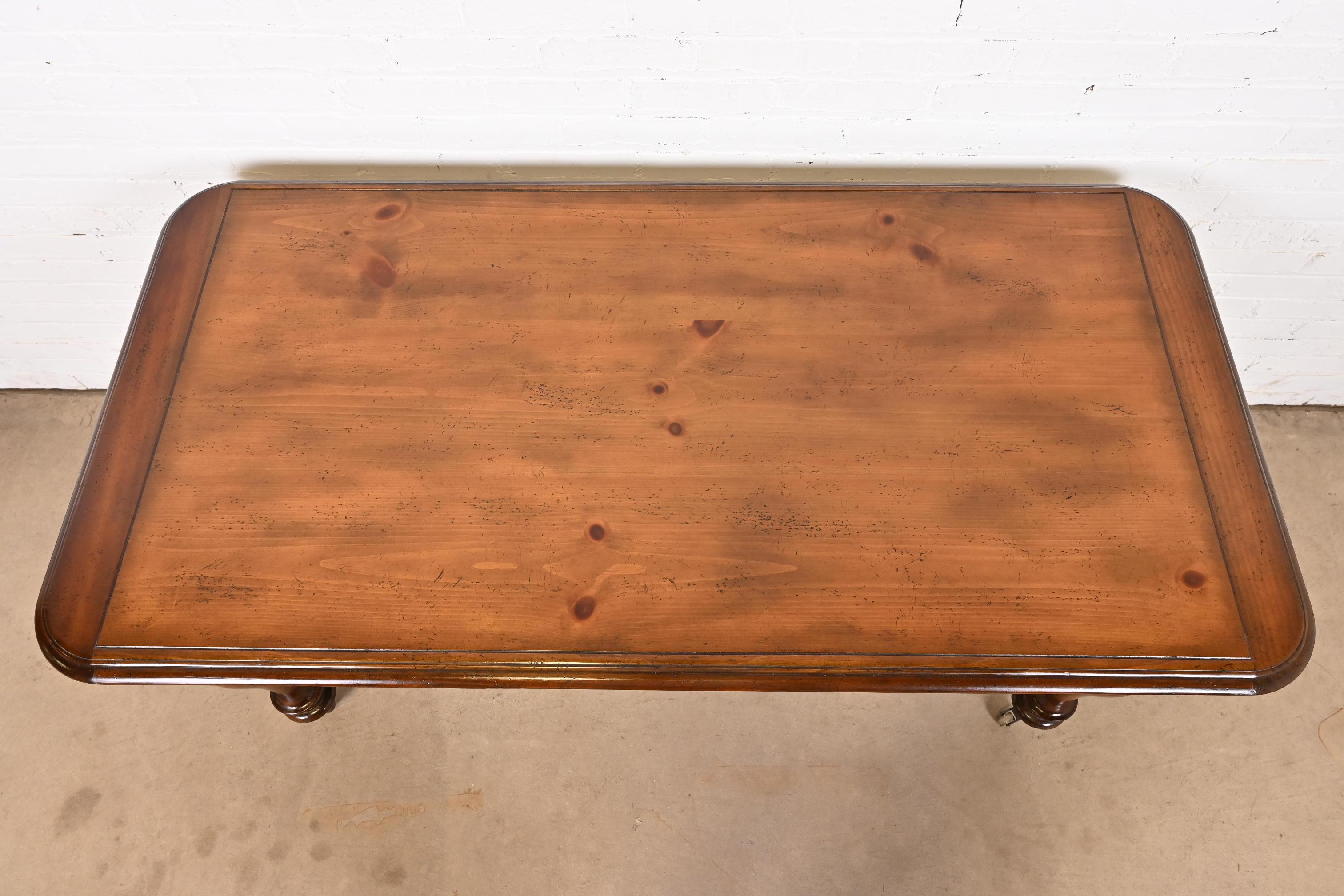 Baker Furniture Victorian Carved Pine Writing Desk or Library Table 4