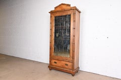 Baker Furniture Victorian Faux Bamboo Mirrored Armoire Dresser