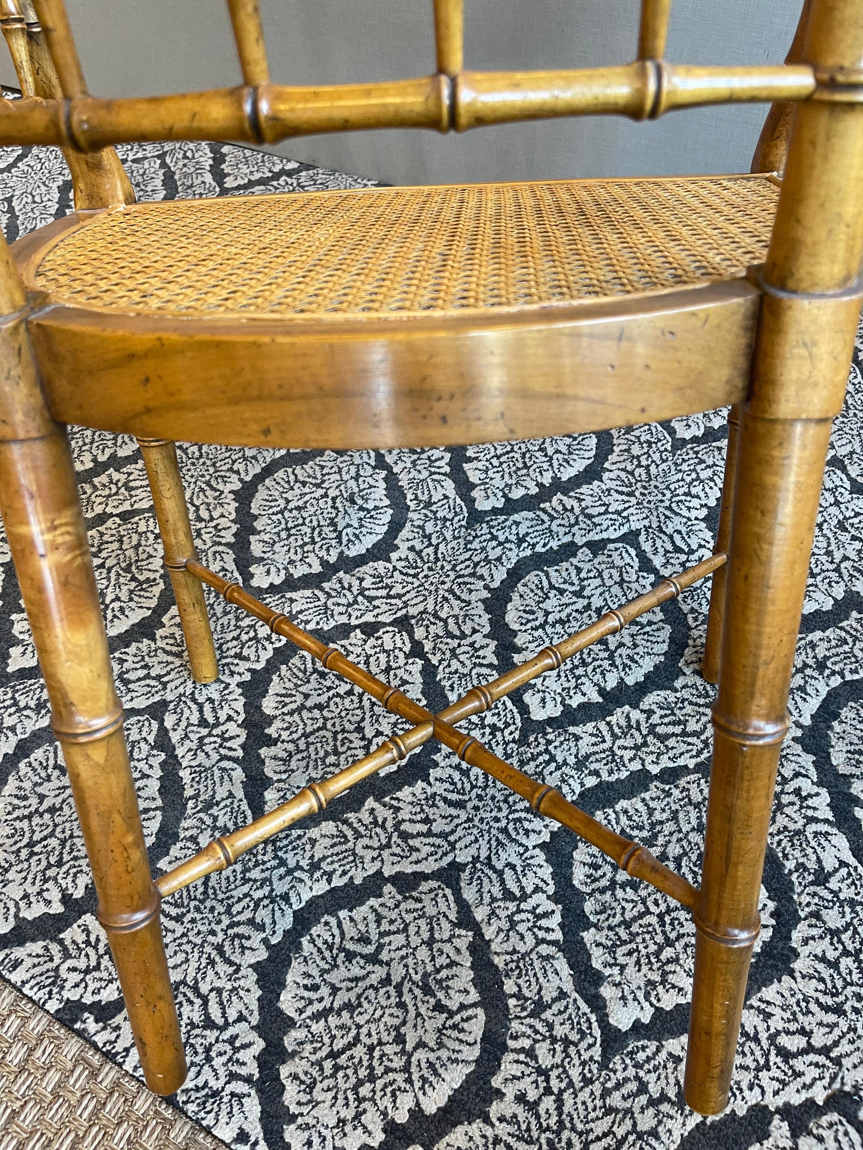 20th Century Baker Furniture Vintage Cane and Faux Bamboo Chair