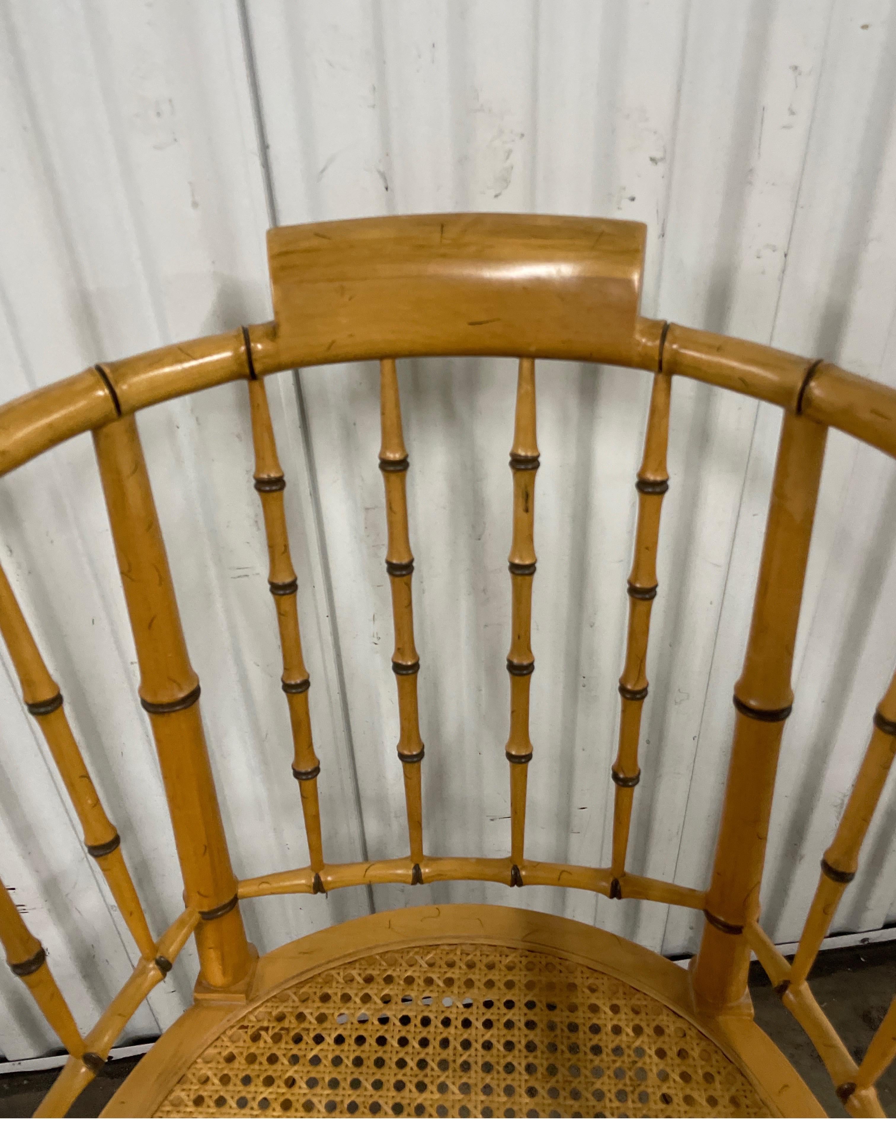 Regency Baker Furniture Vintage Faux Bamboo Tub Chair