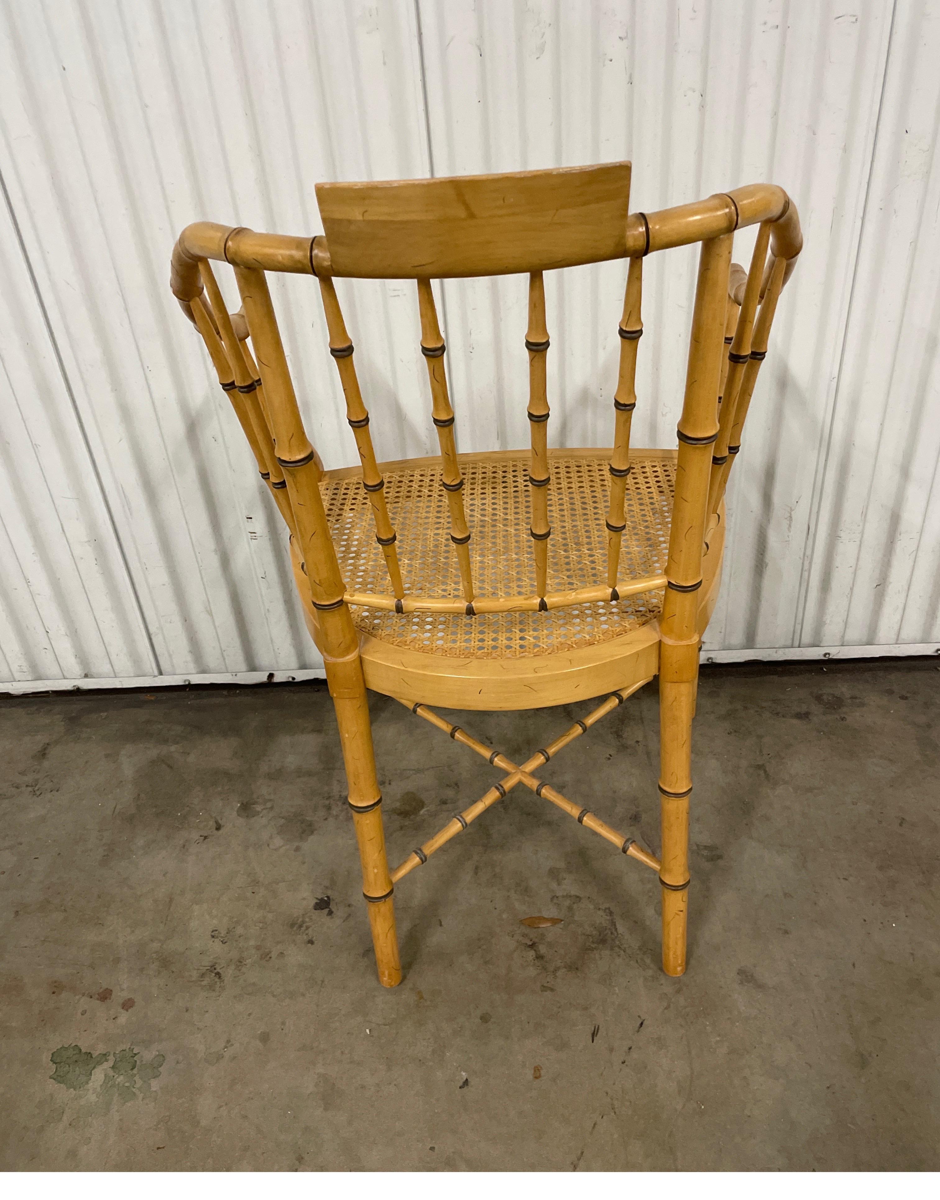 20th Century Baker Furniture Vintage Faux Bamboo Tub Chair