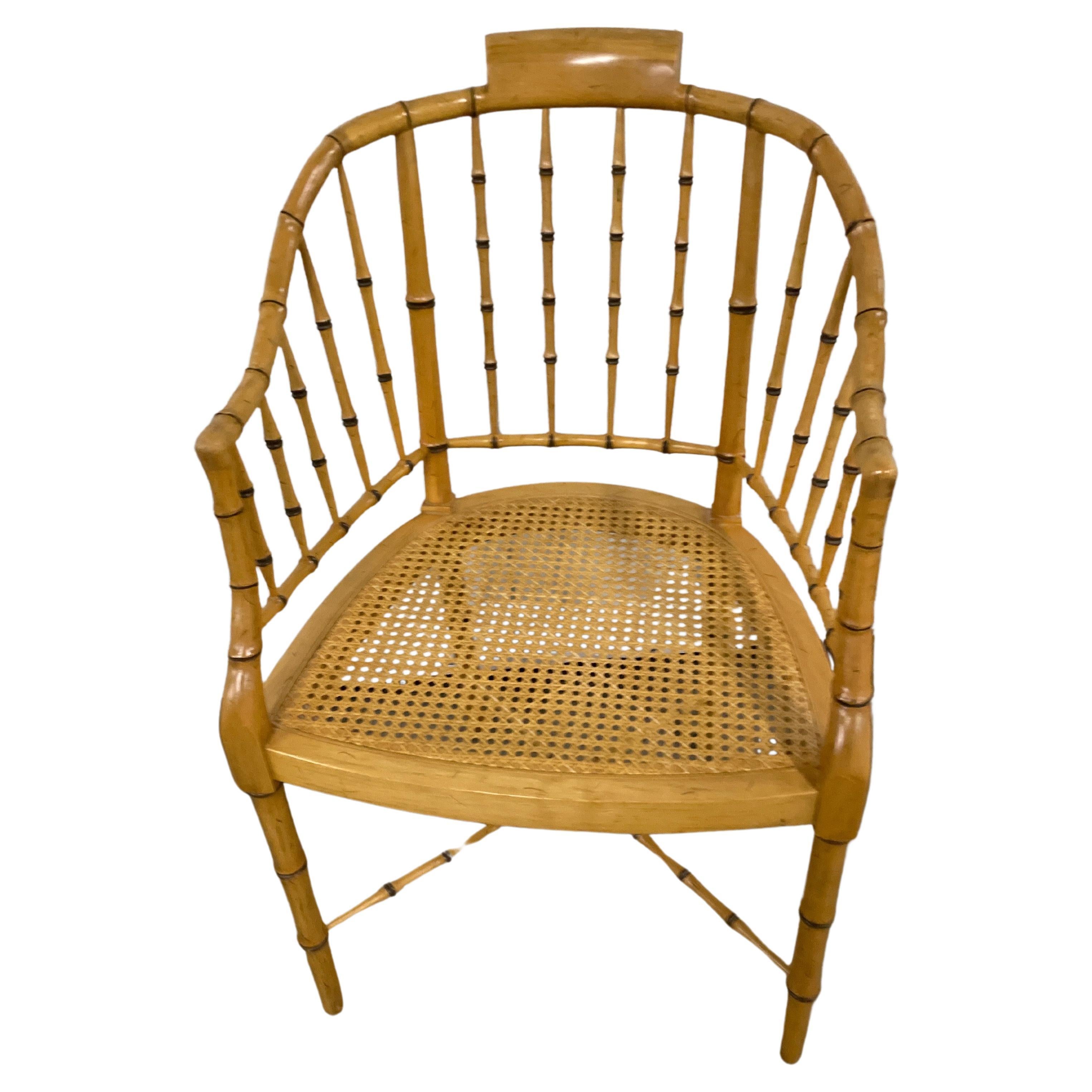 Baker Furniture Vintage Faux Bamboo Tub Chair