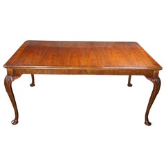 Baker Furniture Walnut Burled Dining Table Traditional Queen Anne Style