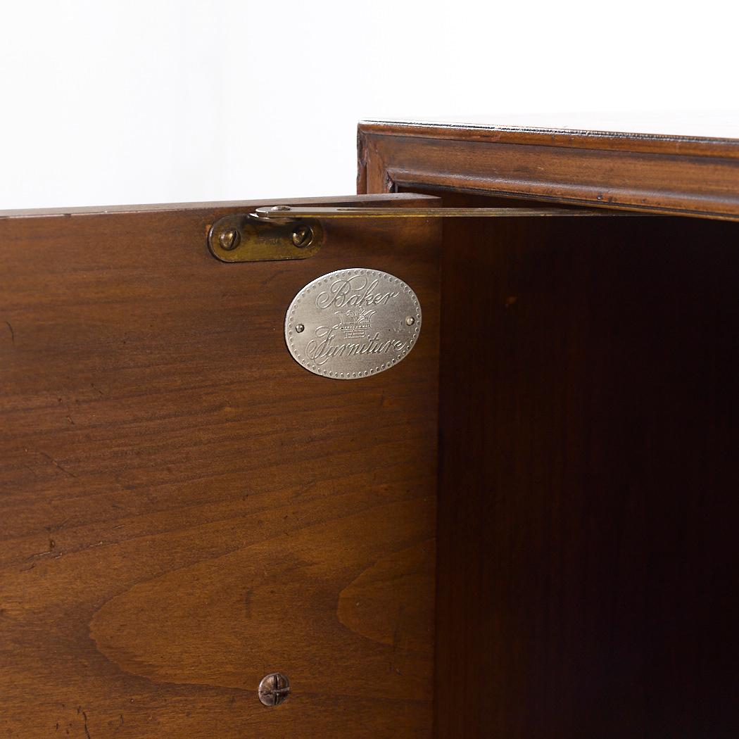 Baker Furniture Walnut Campaign Highboy Dresser For Sale 4