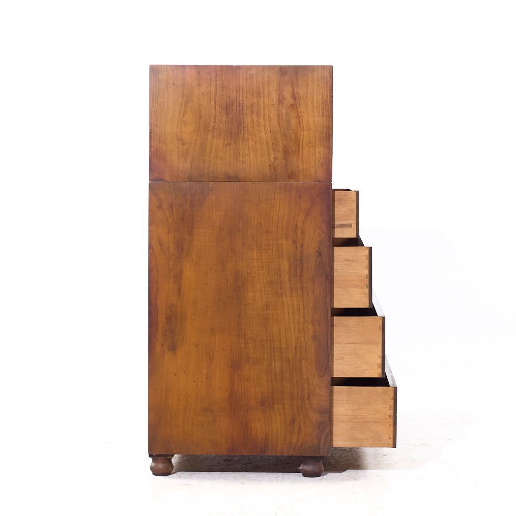 American Baker Furniture Walnut Campaign Highboy Dresser For Sale