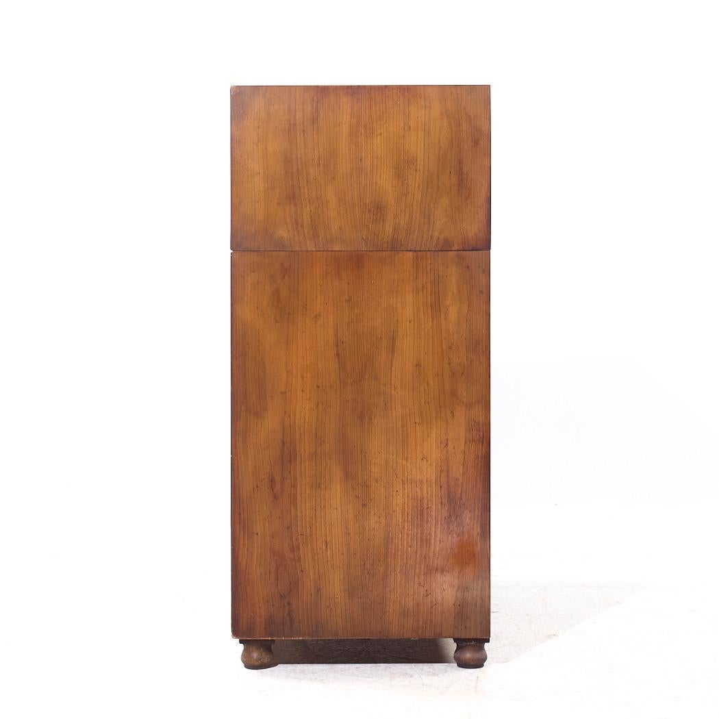 Baker Furniture Walnut Campaign Highboy Dresser In Good Condition For Sale In Countryside, IL