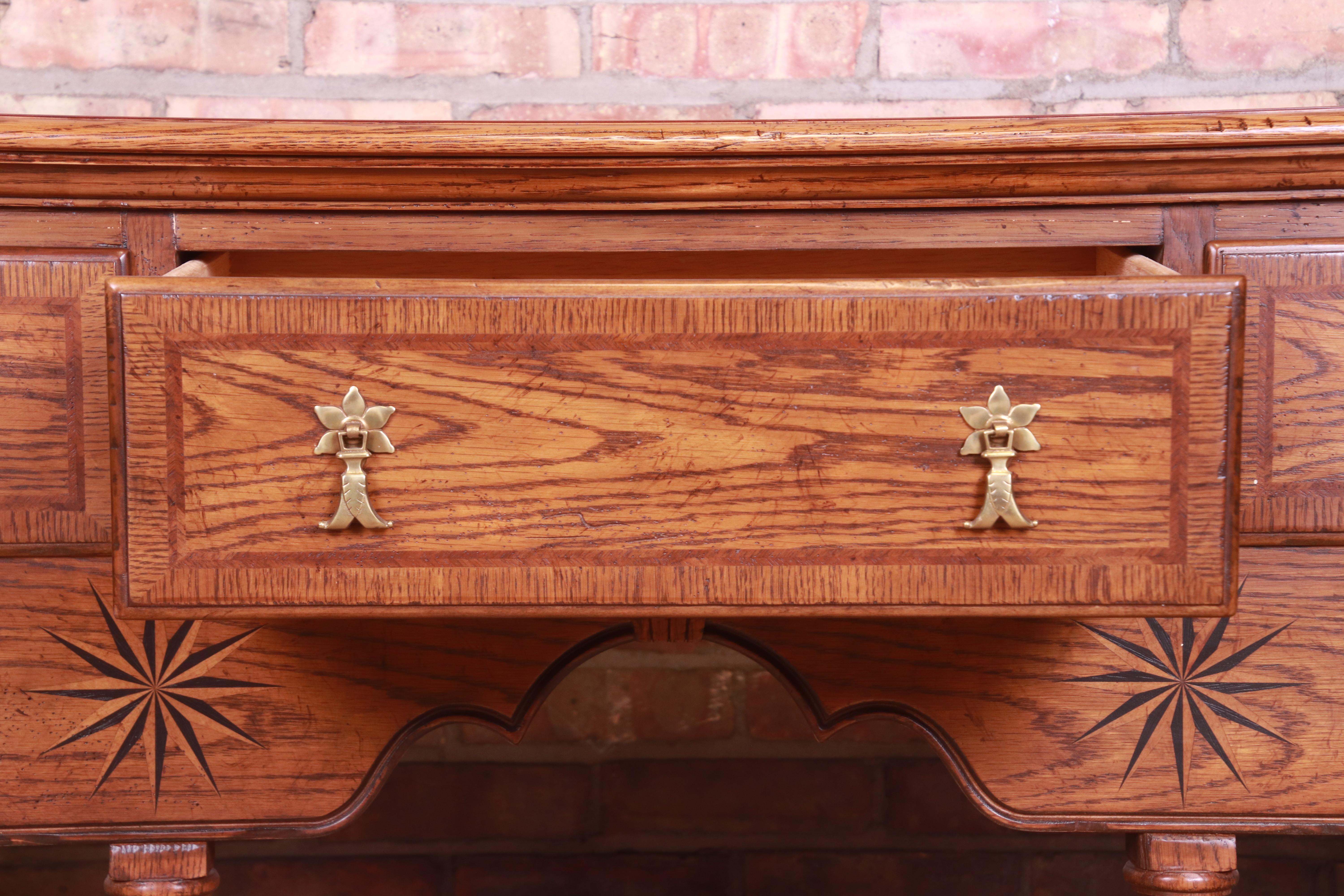 Baker Furniture Welsh Inlaid Oak Sideboard Credenza 4