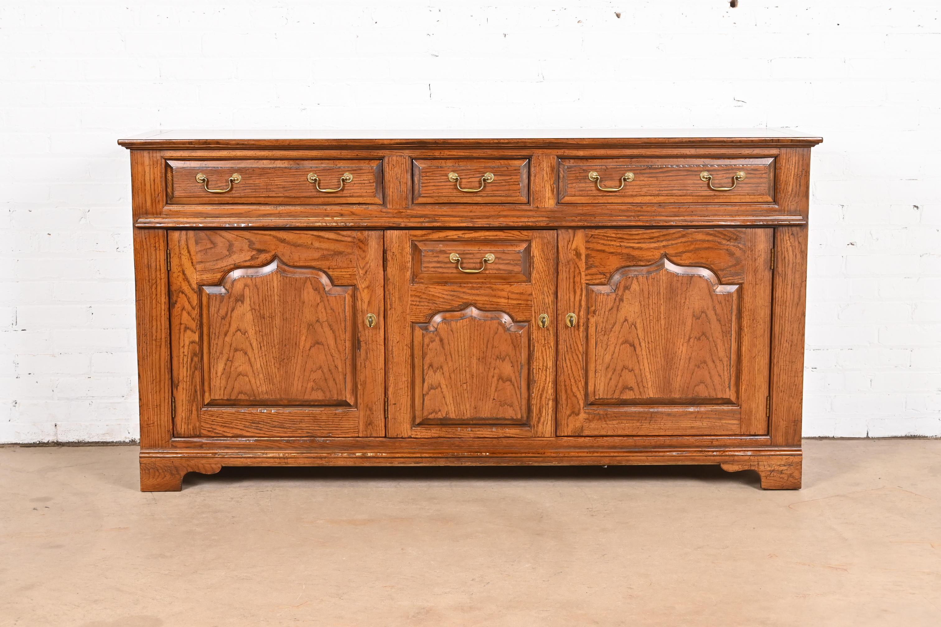 Baker Furniture Welsh Oak Sideboard Buffet or Bar Cabinet For Sale 7