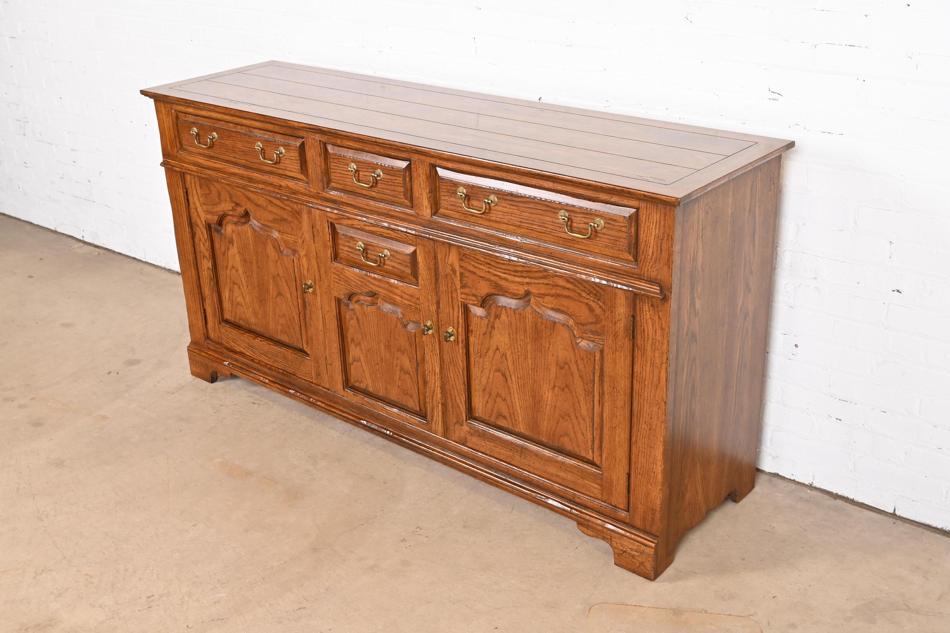American Baker Furniture Welsh Oak Sideboard Buffet or Bar Cabinet For Sale