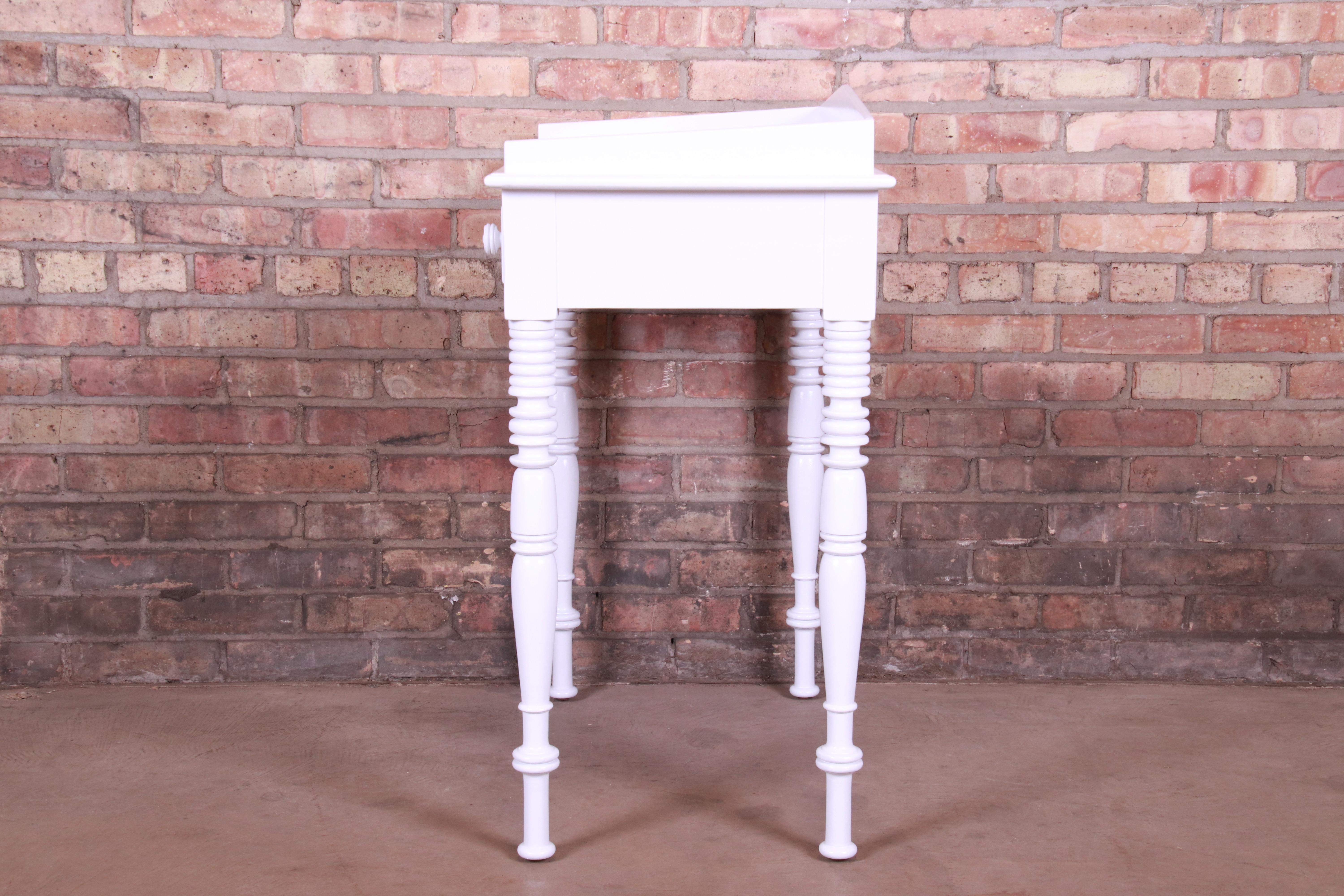 Baker Furniture White Lacquered Small Writing Desk or Entry Table, Refinished 6