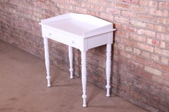 Baker Furniture White Lacquered Small Writing Desk or Entry Table, Refinished