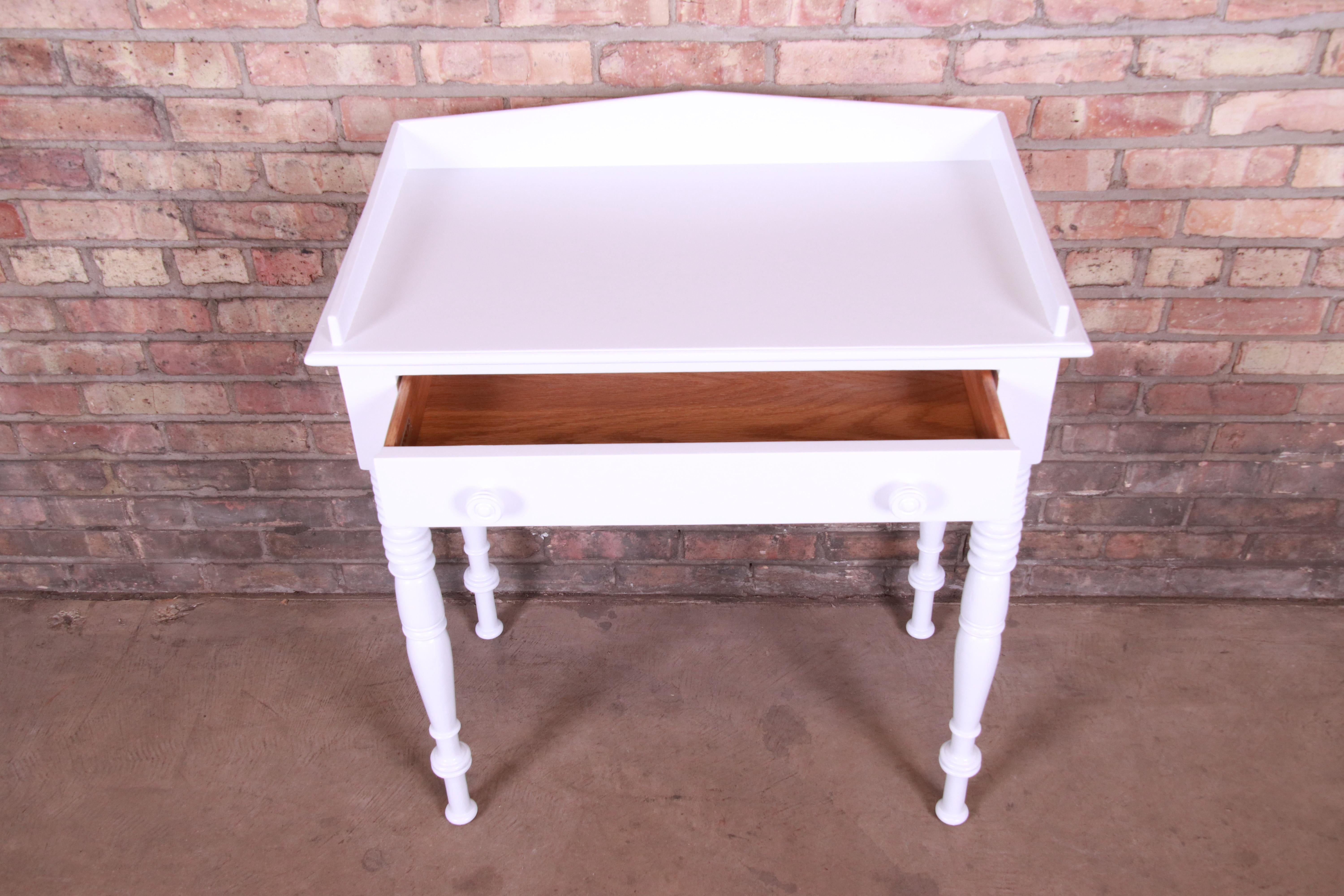 Mahogany Baker Furniture White Lacquered Small Writing Desk or Entry Table, Refinished
