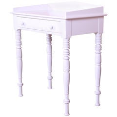 Vintage Baker Furniture White Lacquered Small Writing Desk or Entry Table, Refinished