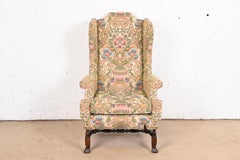 Baker Furniture William and Mary Upholstered Wingback Library Chair