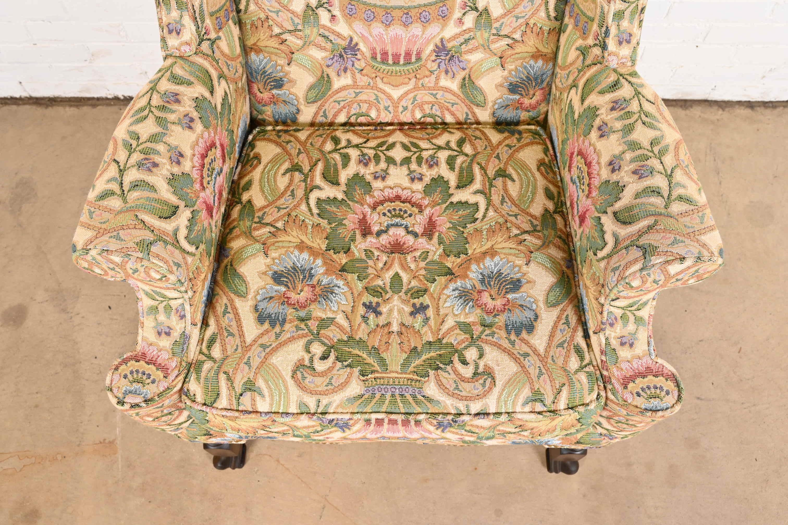 Baker Furniture William and Mary Upholstered Wingback Library Chair 3