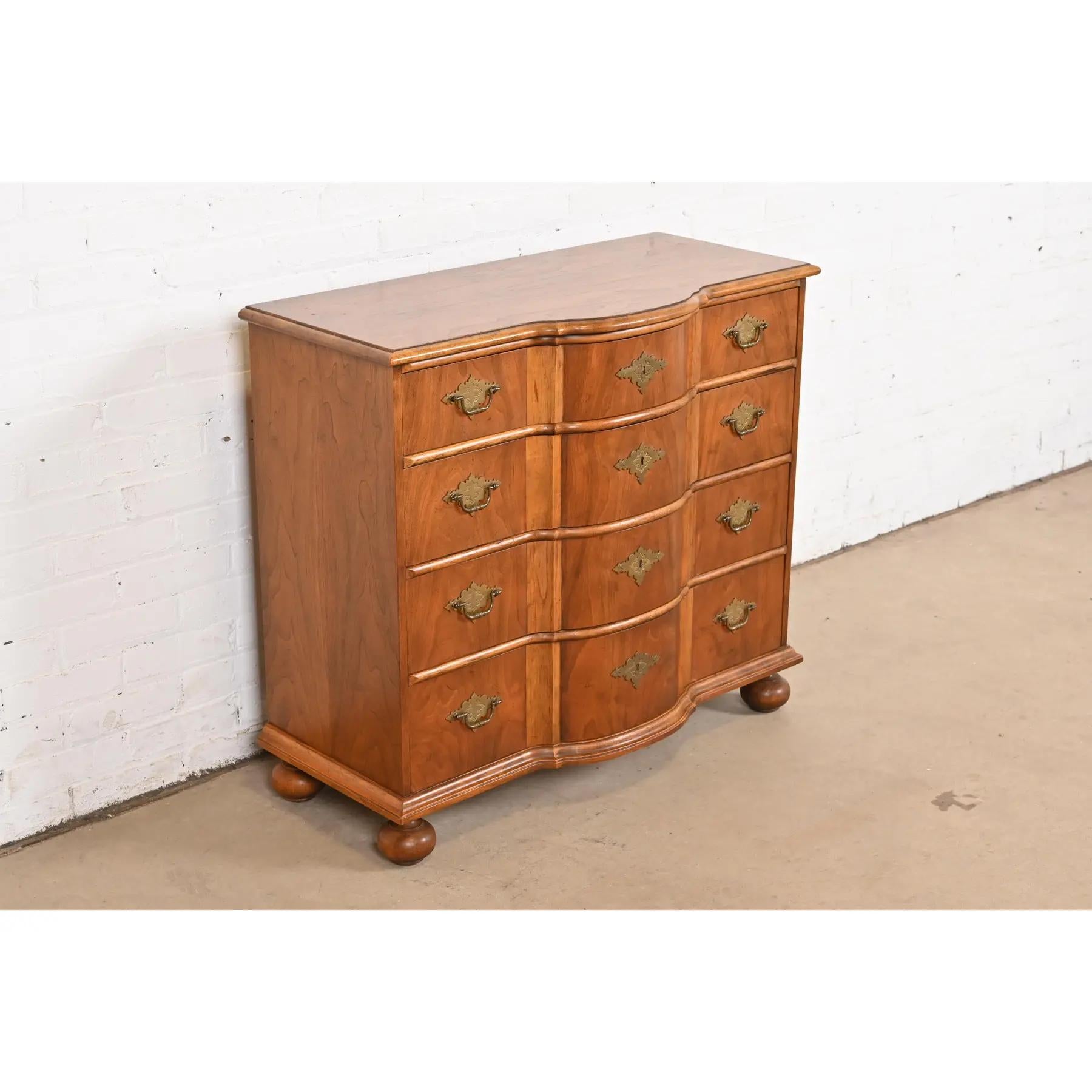 Baker Furniture William & Mary Walnut Chest of Drawers In Good Condition In South Bend, IN
