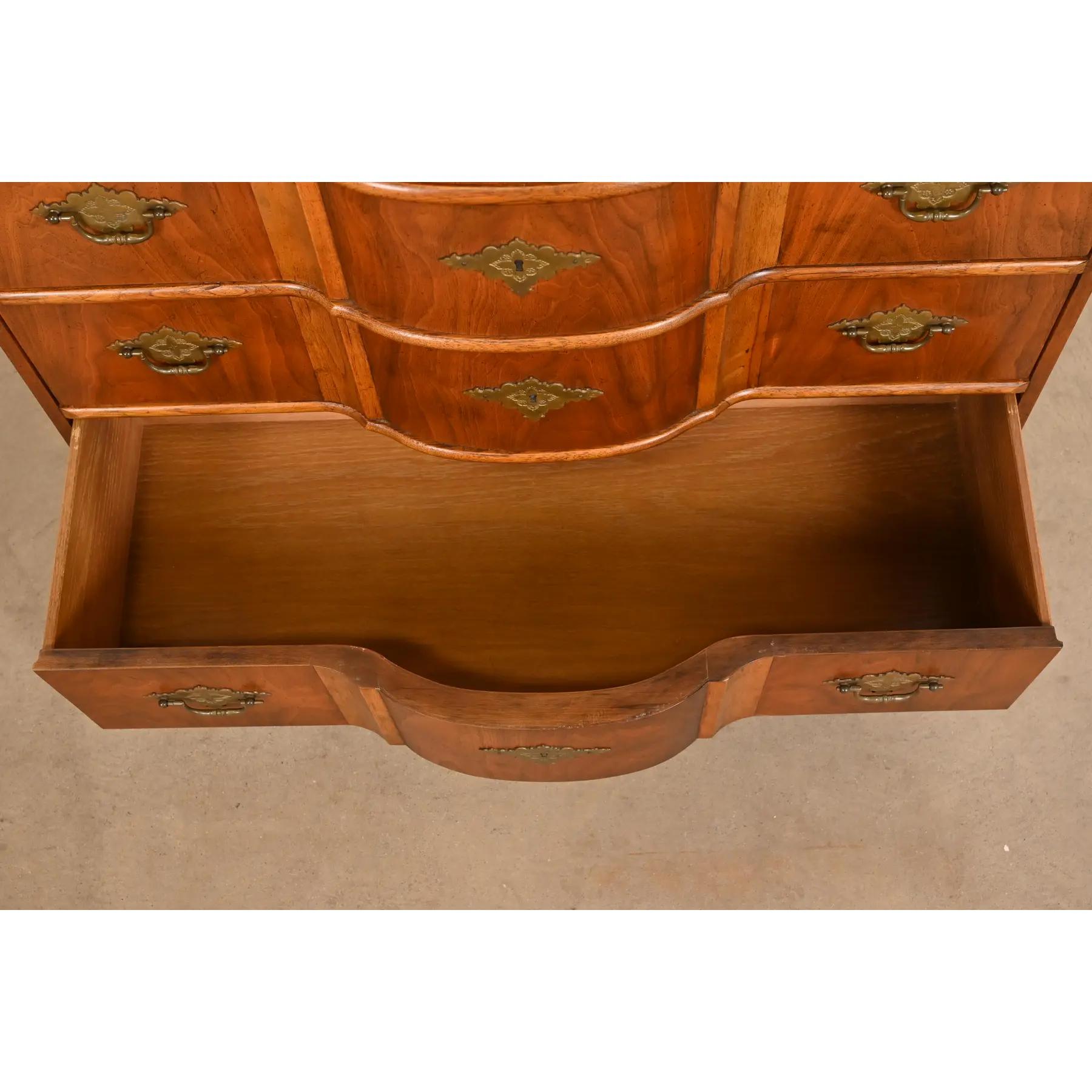 Brass Baker Furniture William & Mary Walnut Chest of Drawers