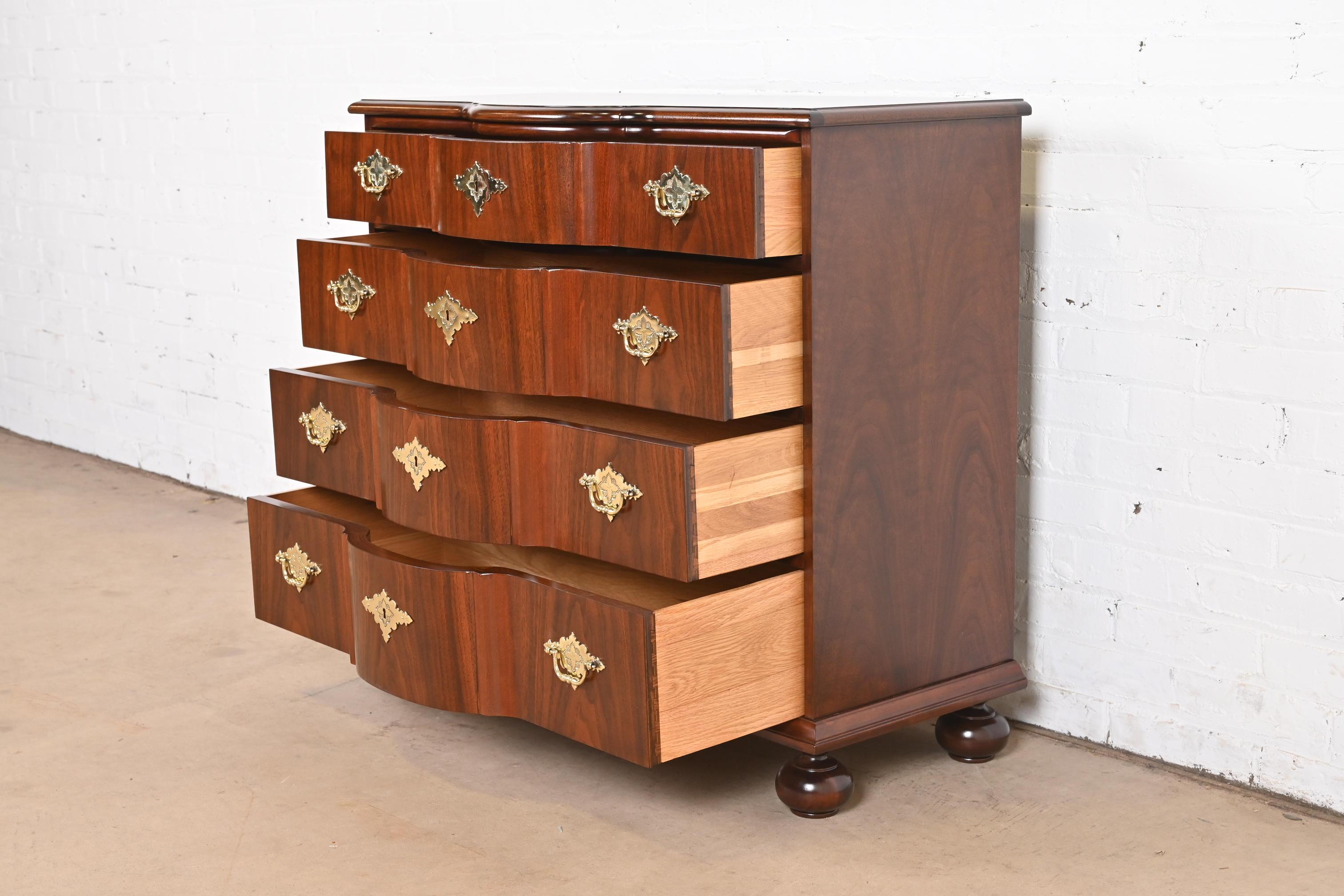 Baker Furniture William & Mary Walnut Chest of Drawers, Newly Refinished For Sale 3
