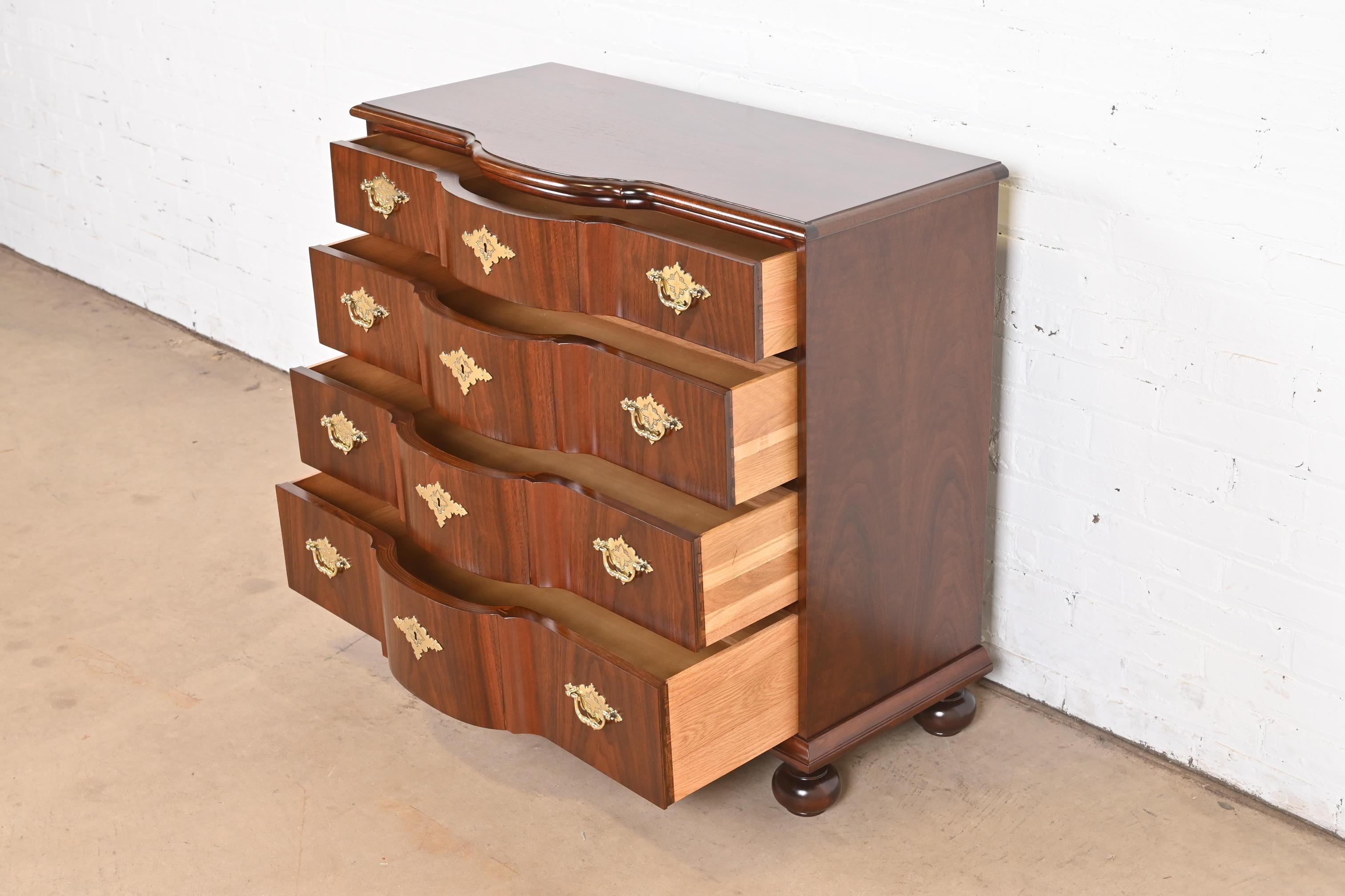 Baker Furniture William & Mary Walnut Chest of Drawers, Newly Refinished For Sale 2