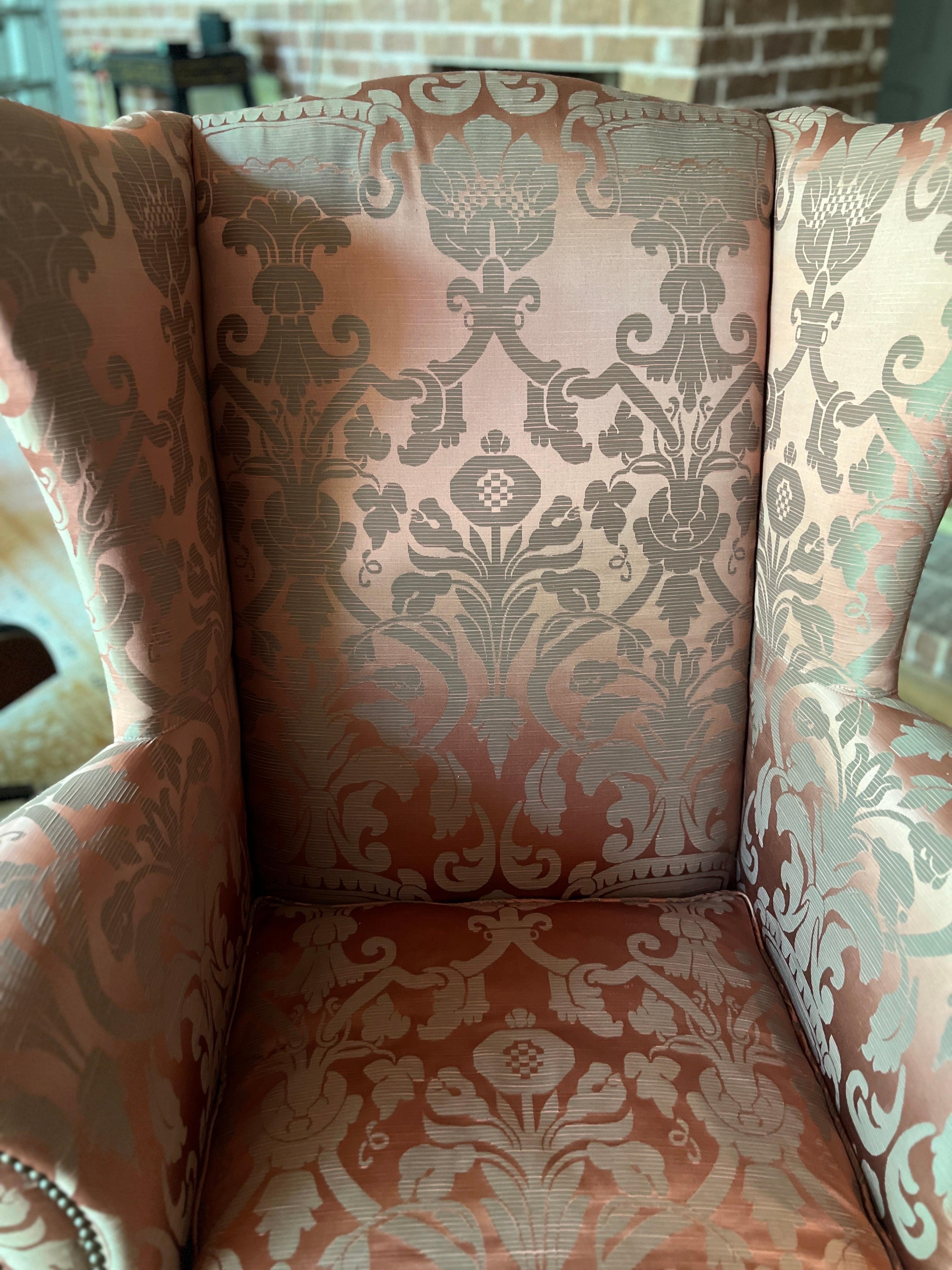 Baker George II Style Custom Finely Upholstered Wingback Chair For Sale 1