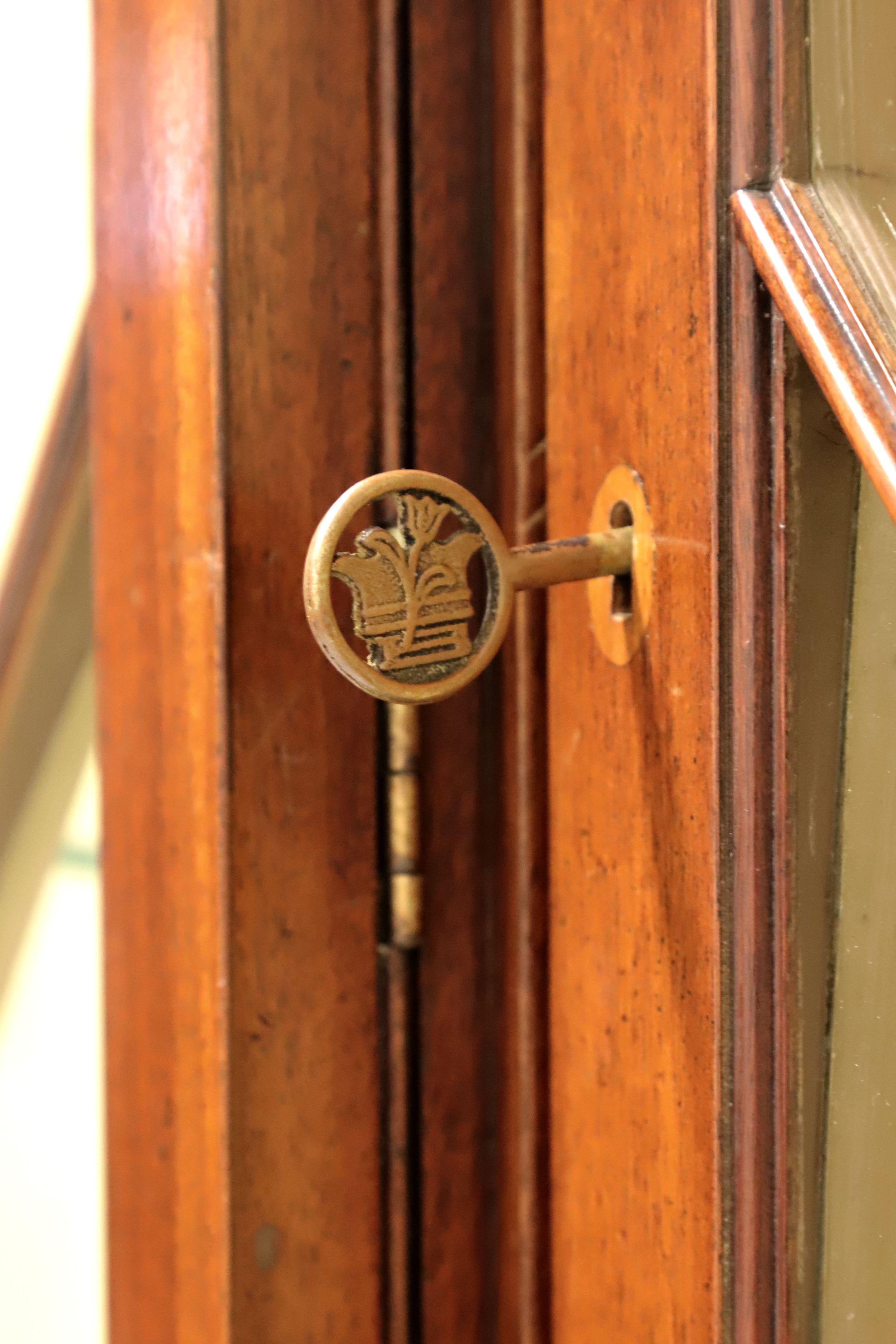 BAKER Georgian Inlaid Mahogany Tall Breakfront China Cabinet In Good Condition In Charlotte, NC