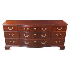 Baker Georgian Mahagoni Bowfront Triple Dresser Chest Console Credenza 70"