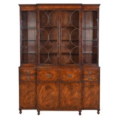 Baker Georgian Mahogany Breakfront Bookcase Cabinet with Secretary Desk
