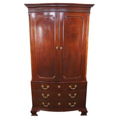 Baker Georgian Mahogany Serpentine Bowfront Armoire Wardrobe Linen Press Dresser